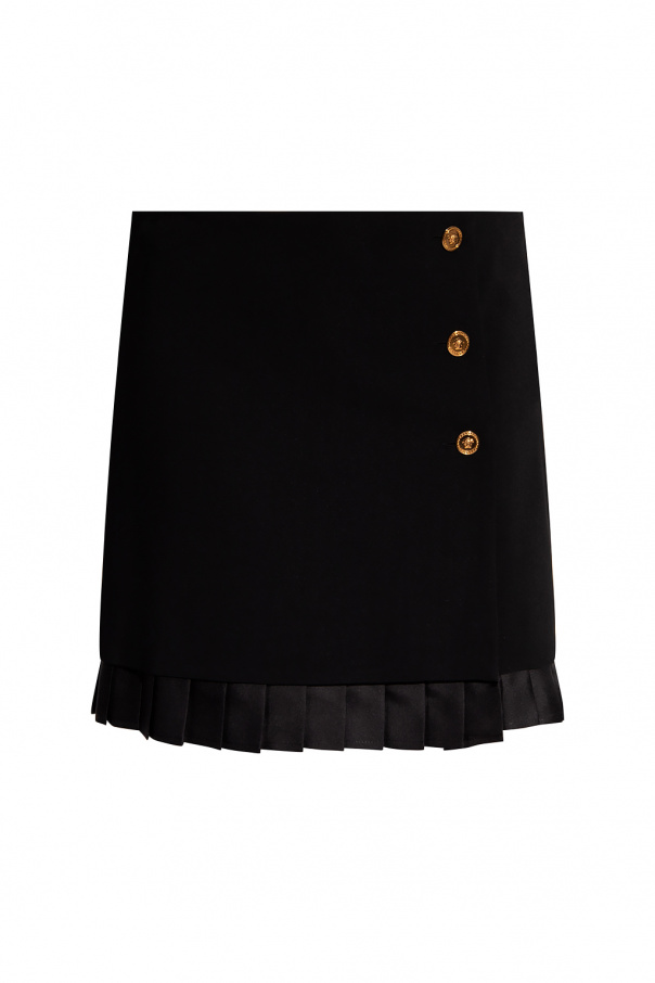 【関税＆送料込み】Versace Black Viscose Blend Skirt Barocco Pleated Silk Skirt Black,Print | VERSACE US